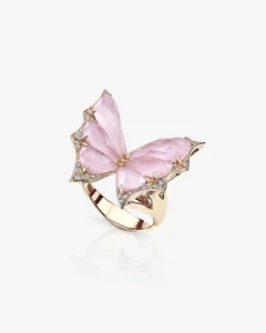 fly by night butterfly crystal haze small cocktail ring 18k rose gold