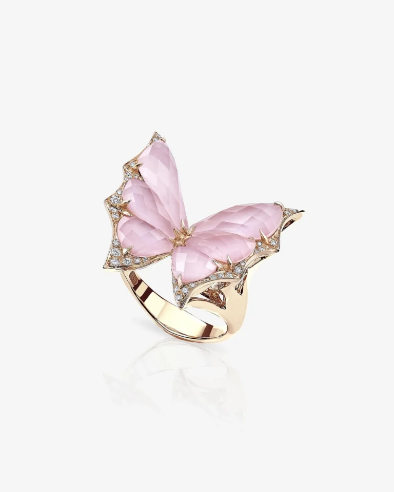 fly by night butterfly crystal haze small cocktail ring 18k rose gold
